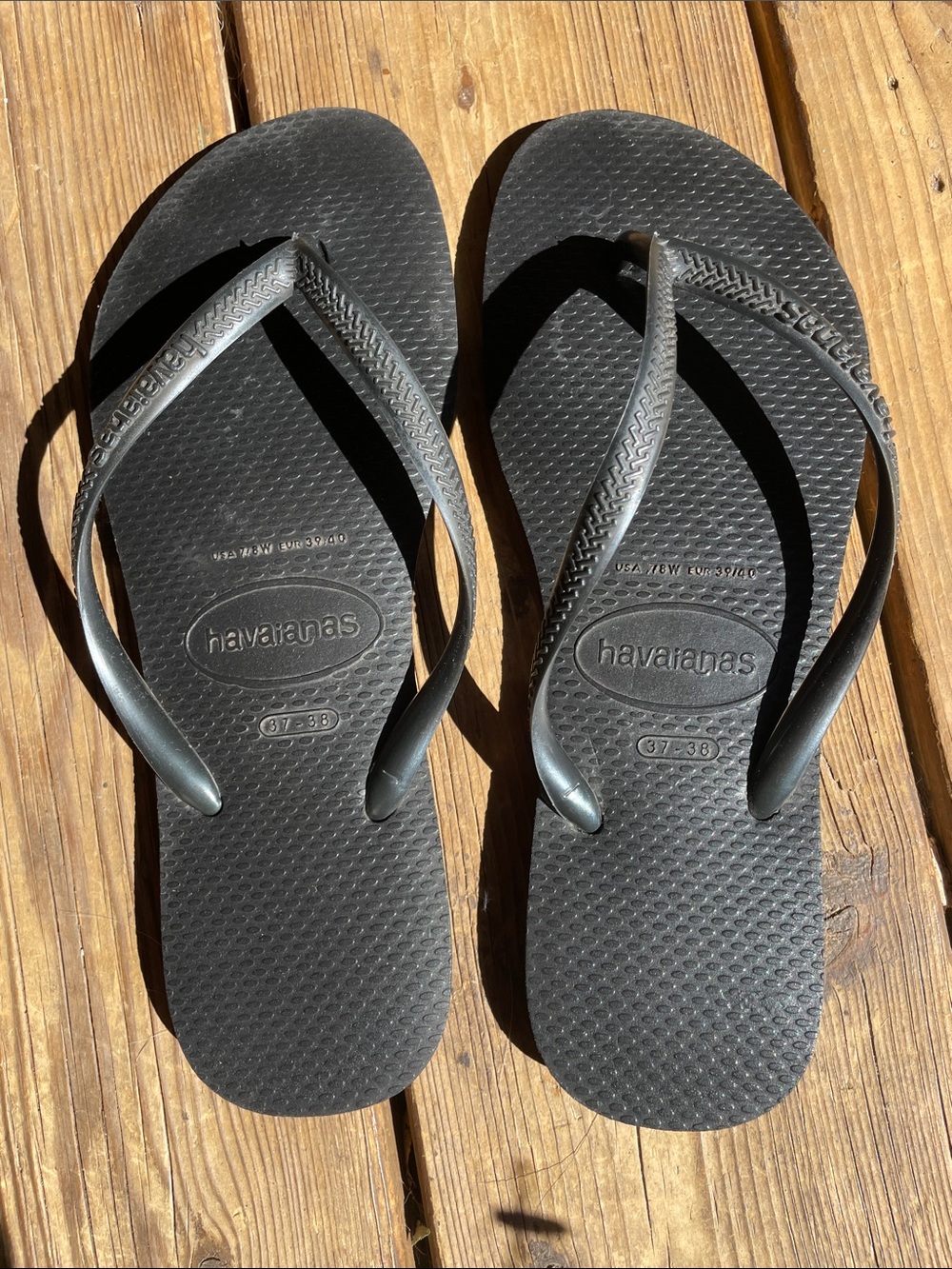 🇧🇷 HAVAIANAS Slim US 7/8 Women's Flip Flops Black EU 39 37-38